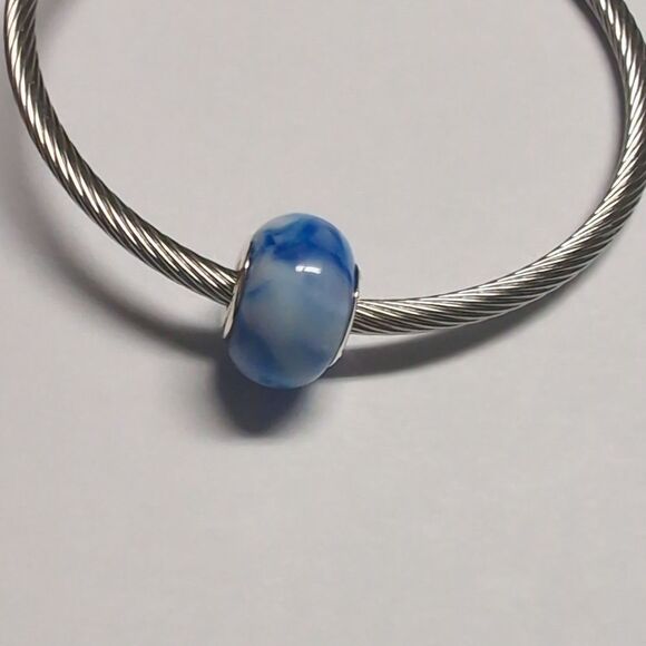 Blended Blue and White Charm for Pandora Style Bracelet - Picture 3 of 5